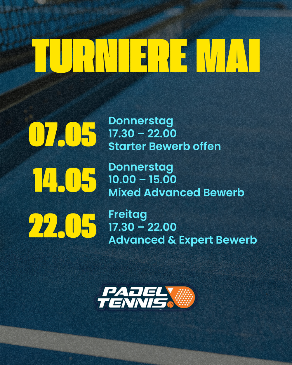 Turnierkalender Mai